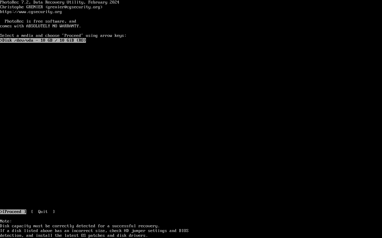 Photorec Interface