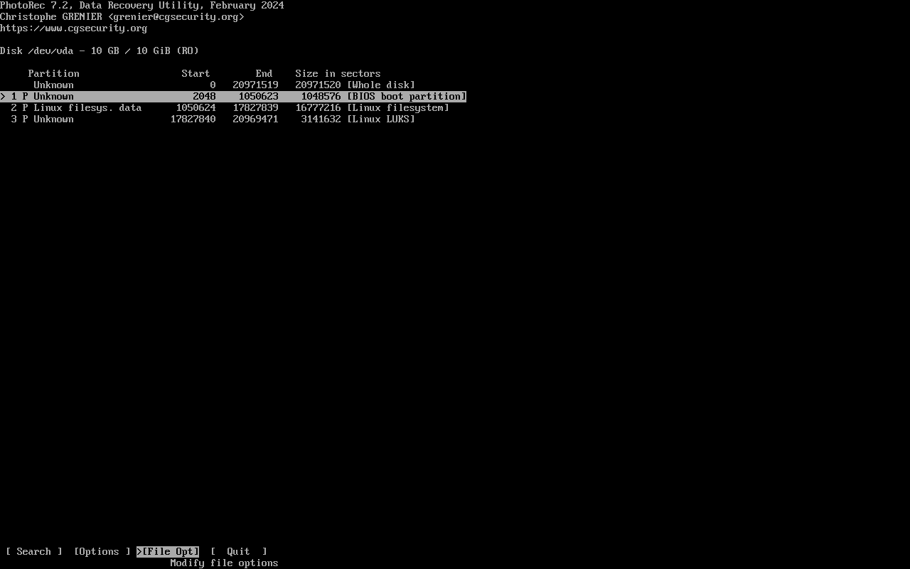 Photorec Interface